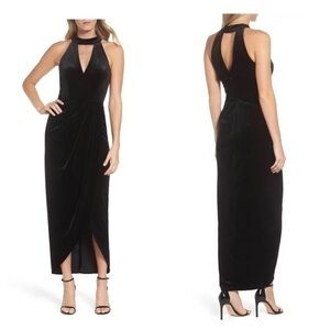 Xscape black keyhole choker tulip hem maxi cocktail formal dress 4 E3